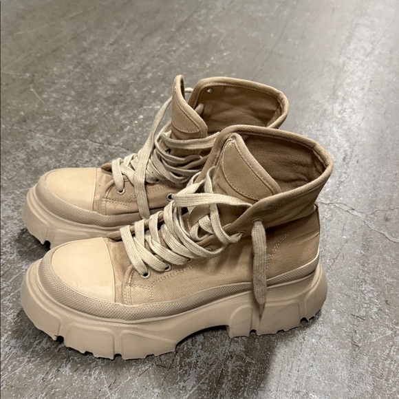 Zara Beige High-Top combat boots - Picture 5 of 5